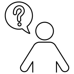 image of a graphic outline of a person with a thought bubble above their head with a question mark inside to show how to sell on value not price 